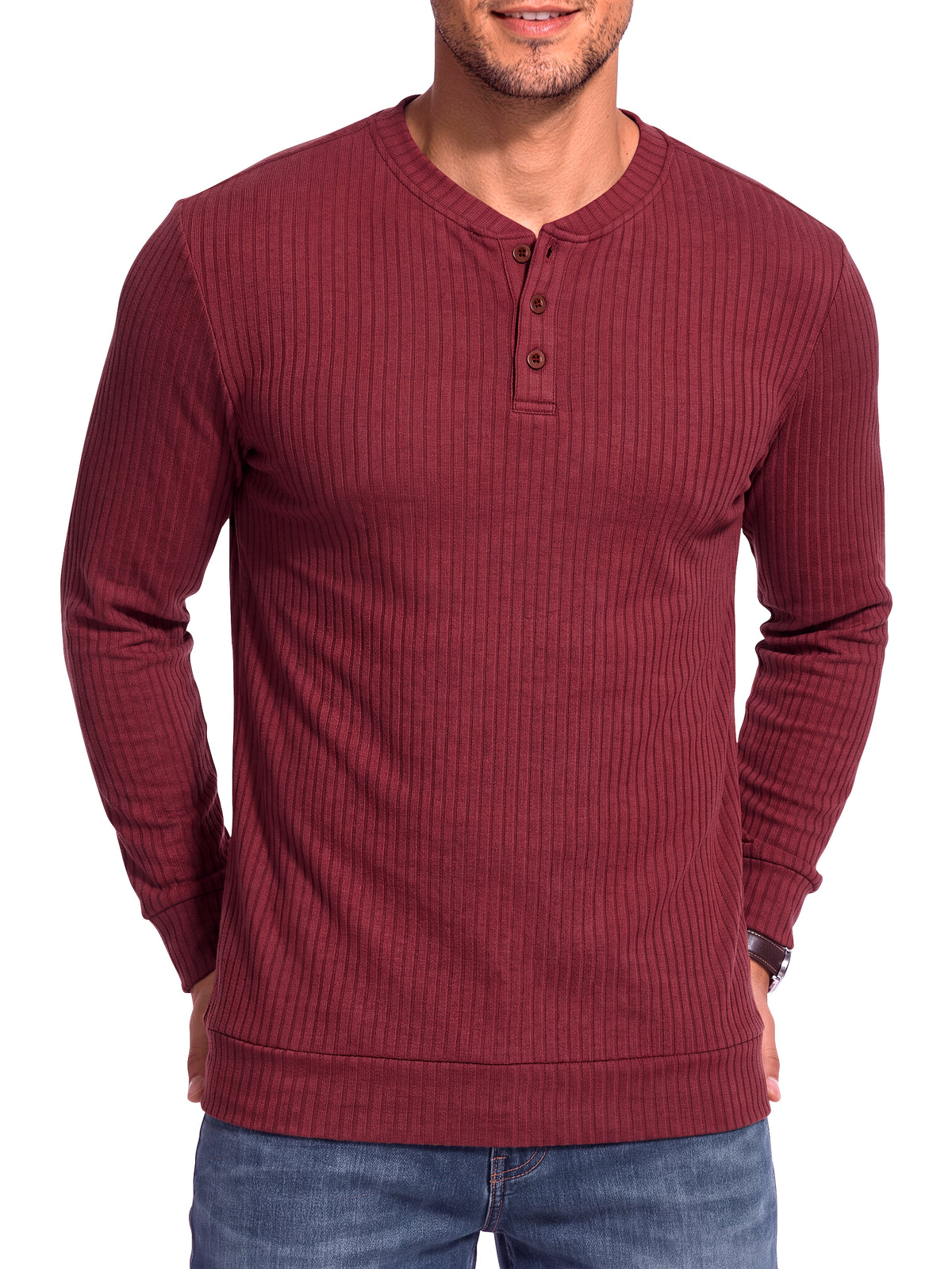 GENTS BLISS Henley Men Shirts Lightweight Long Sleeve Shirts for Men Crew Neck Casual Men T-shirts Striped Knit Shirts