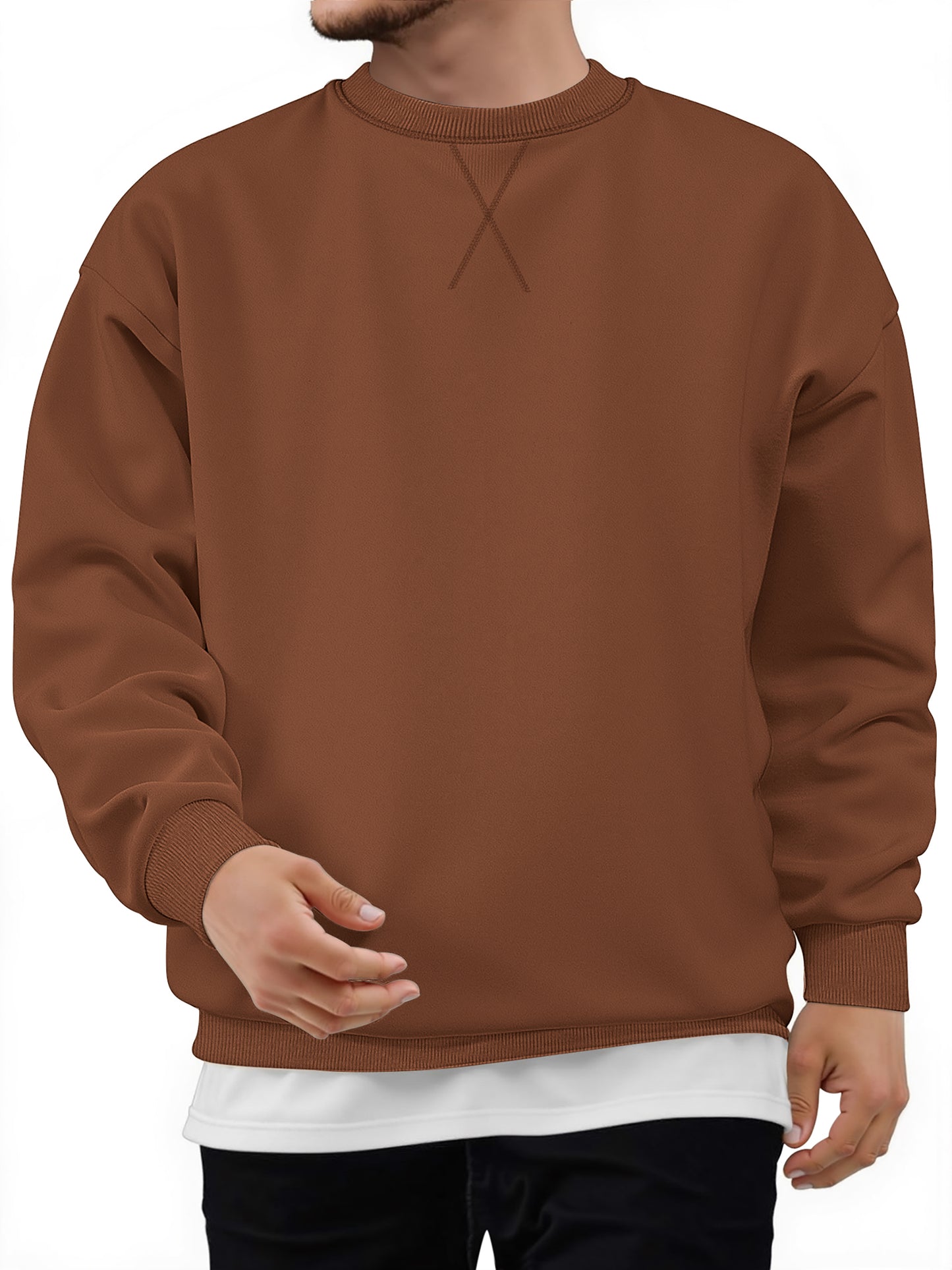 GENTS BLISS Crew Neck Men Sweatshirts Fleece Long Sleeve Shirts for Men Casual Pullover Sweatshirts for Men