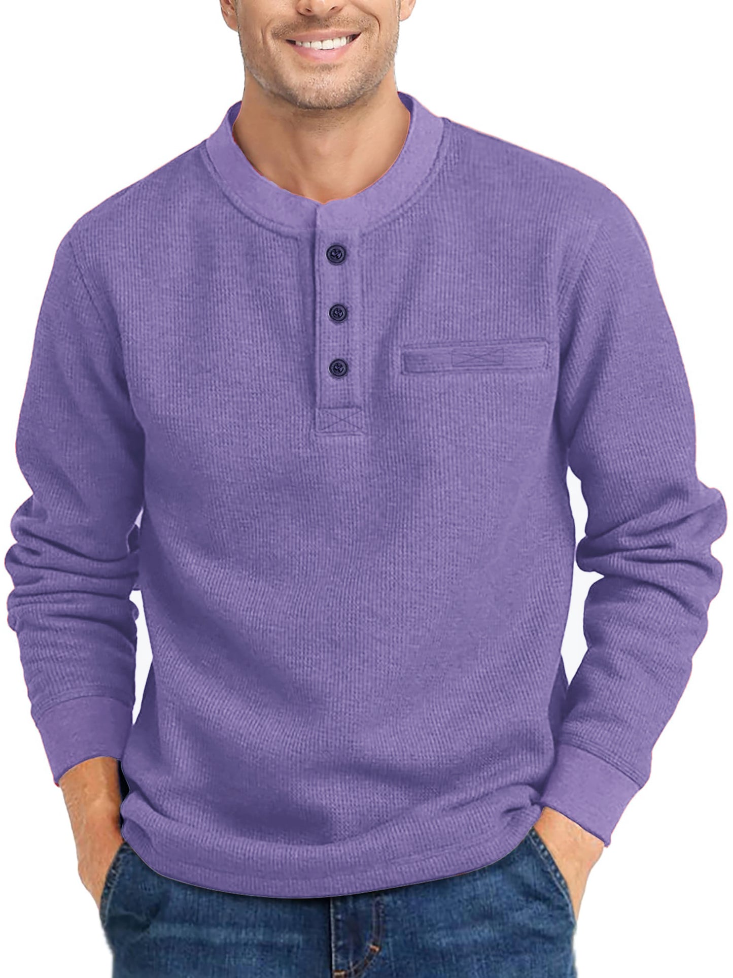 GENTS BLISS Henley Sweatshirts for Men Long Sleeve Crew Neck Men Sweatshirts Casual Pullover Tops with Pocket