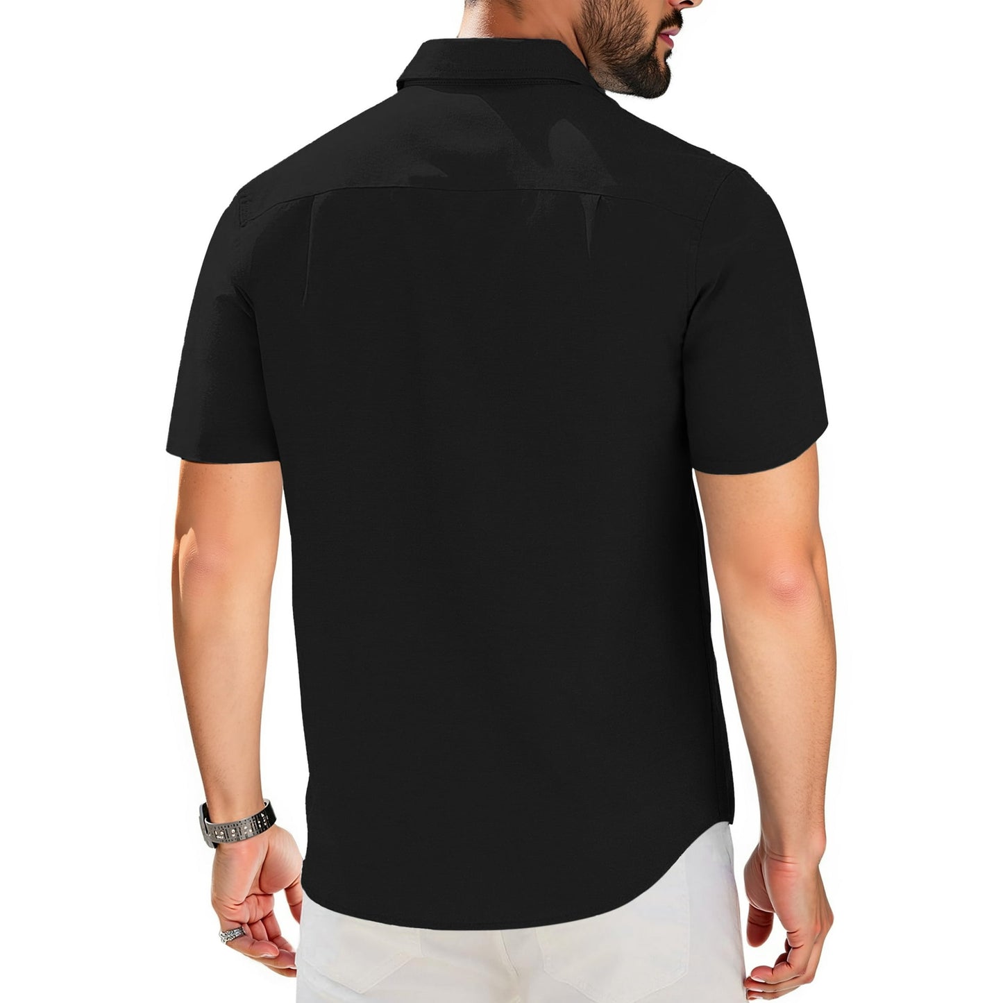 GENTS BLISS Short Sleeve Mens Dress Shirts Casual Solid Shirts for Men Regular Oxford Tops with Pocket