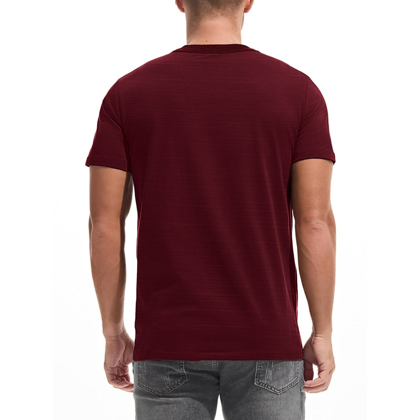 GENTS BLISS Short Sleeve Men T-shirts Ribbed Crew Neck Shirts for Men Color Block Tee Shirts with Pocket