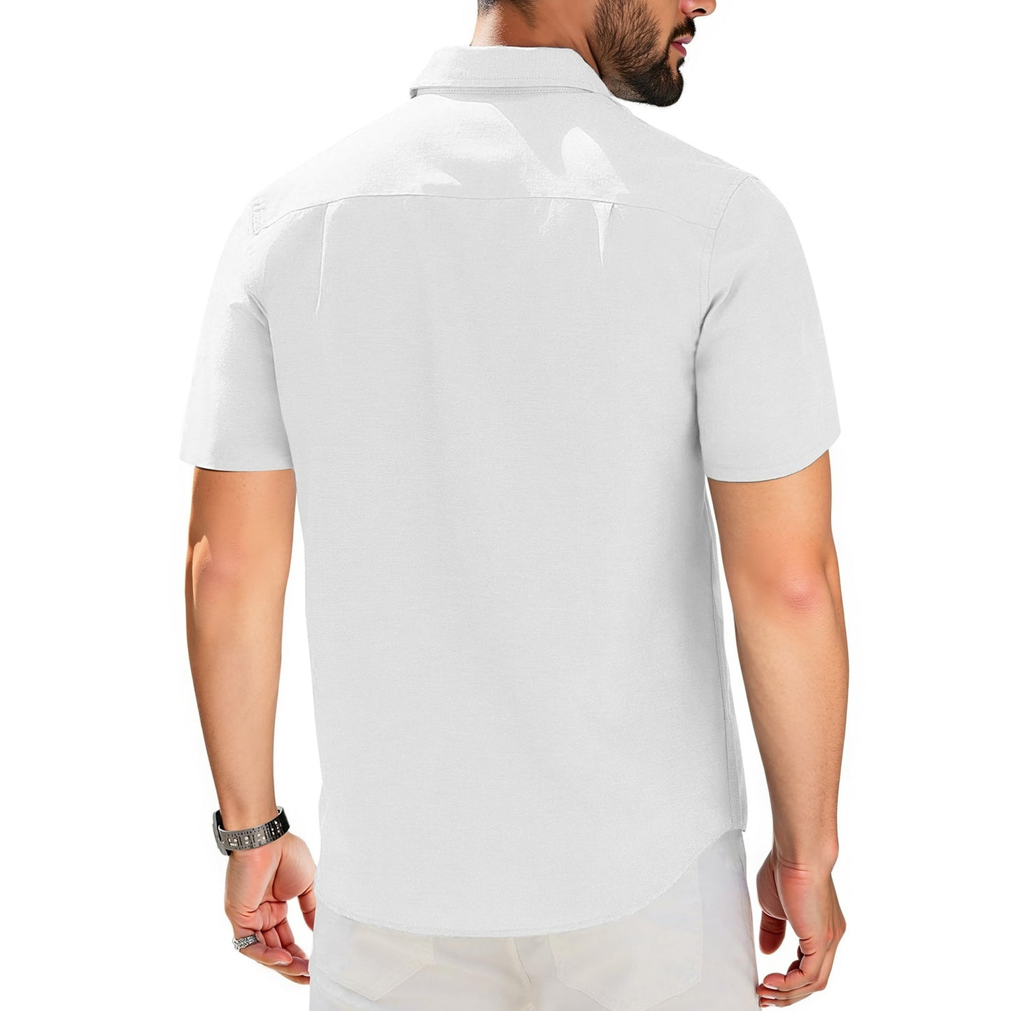 GENTS BLISS Short Sleeve Mens Dress Shirts Casual Solid Shirts for Men Regular Oxford Tops with Pocket