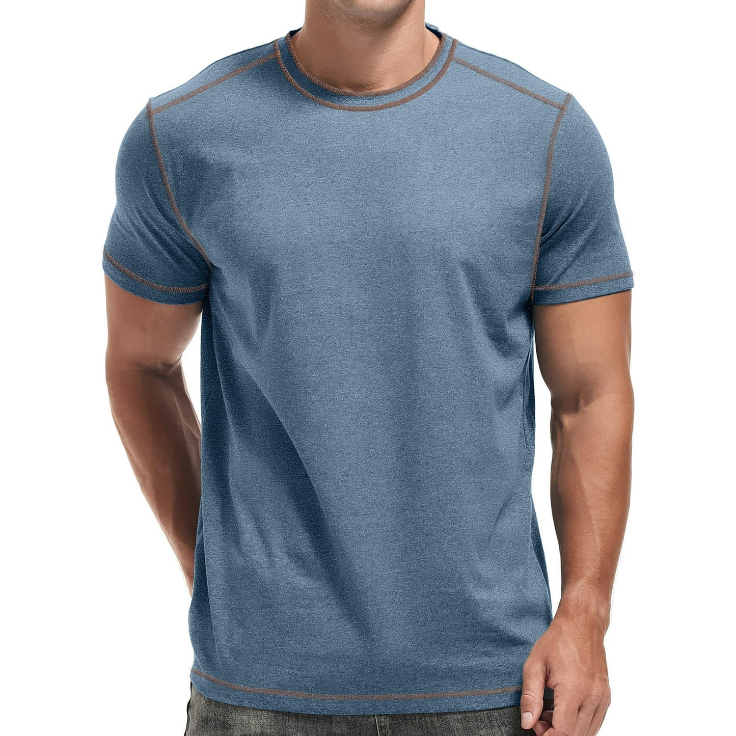 GENTS BLISS Crew Neck Men T-shirts Short Sleeve Shirts for Men Contrast Lines Casual Men Shirts
