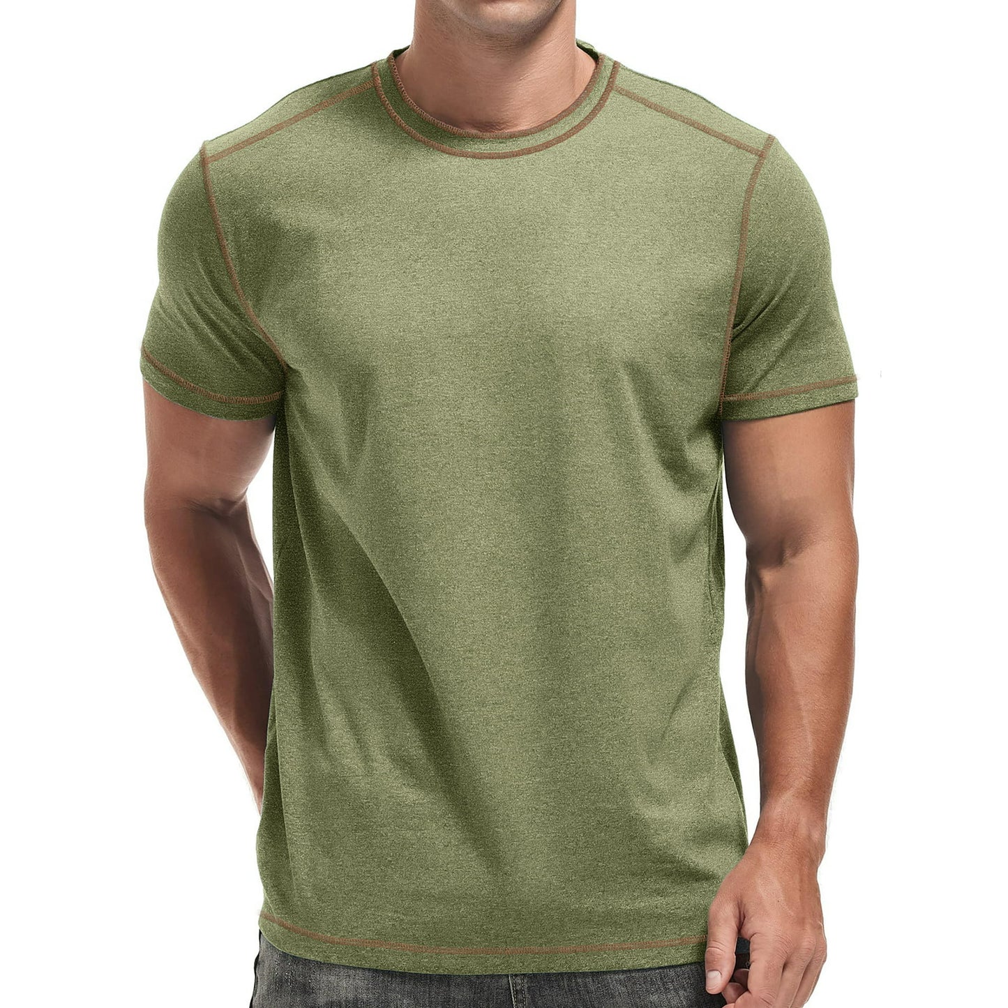 GENTS BLISS Crew Neck Men T-shirts Short Sleeve Shirts for Men Contrast Lines Casual Men Shirts