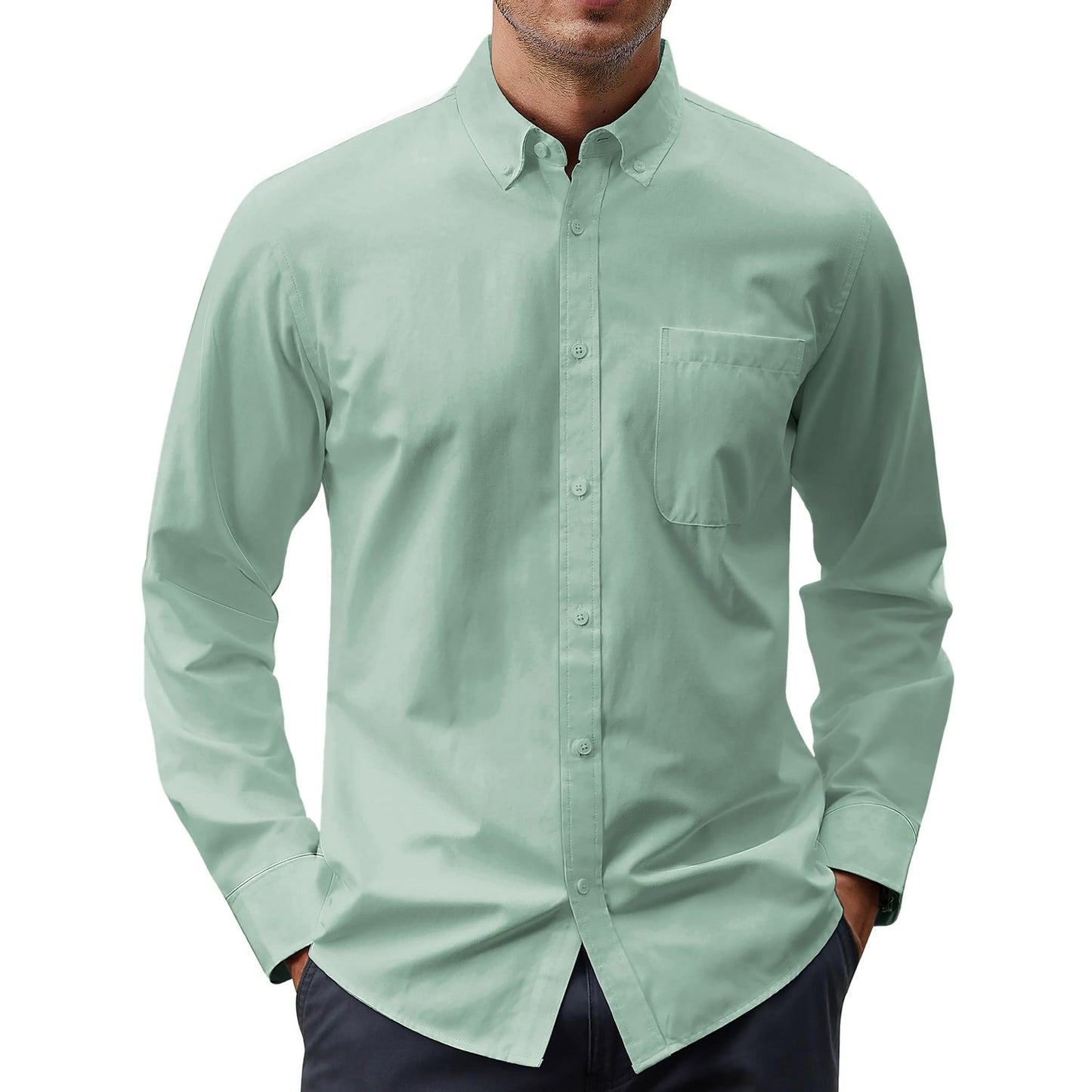 GENTS BLISS Long Sleeve Mens Dress Shirts Casual Solid Shirts for Men Regular Oxford Tops with Pocket