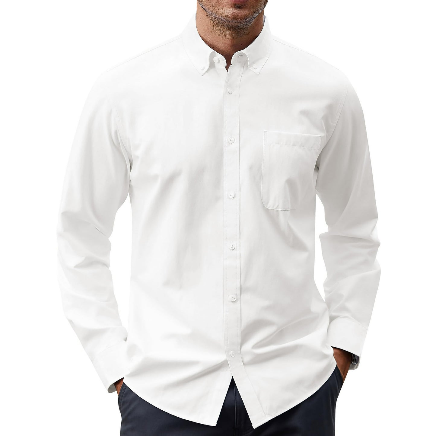 GENTS BLISS Long Sleeve Mens Dress Shirts Casual Solid Shirts for Men Regular Oxford Tops with Pocket