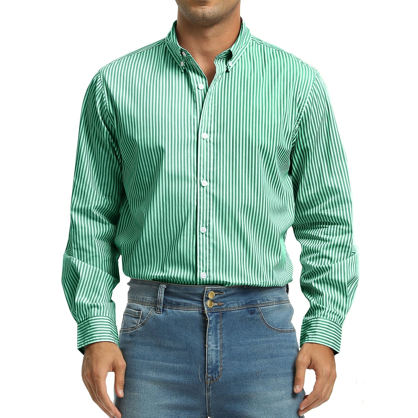 GENTS BLISS Men Dress Shirts Long Sleeve Stripe Shirts for Men Casual Business Button Down Men Shirts