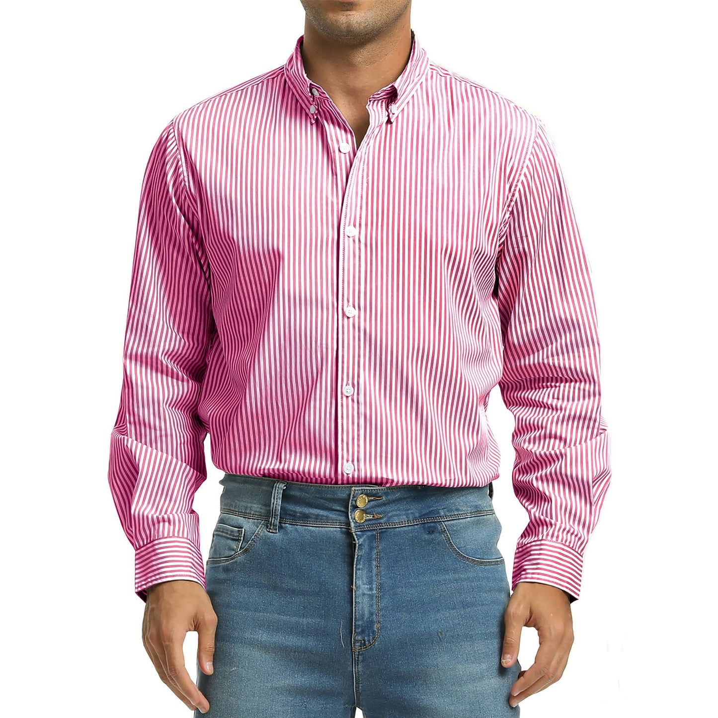 GENTS BLISS Men Dress Shirts Long Sleeve Stripe Shirts for Men Casual Business Button Down Men Shirts