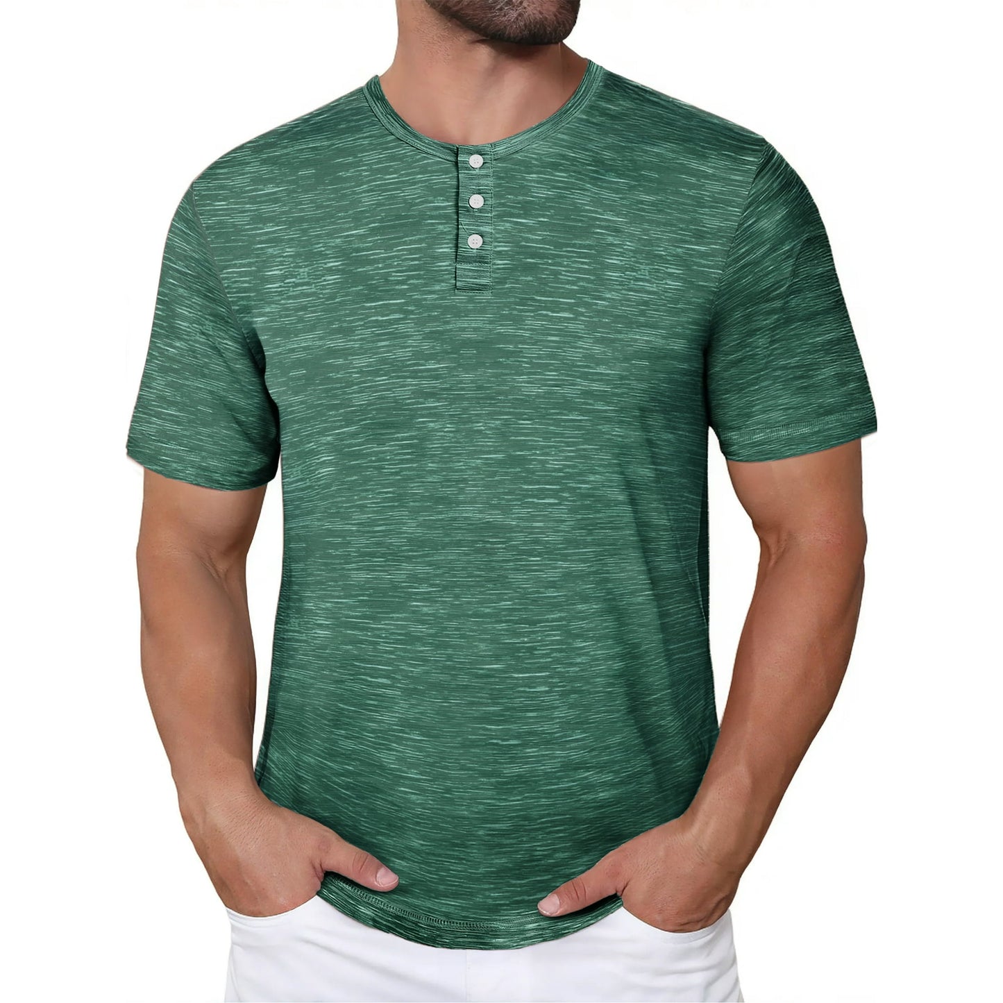 GENTS BLISS Short Sleeve Henley Men Shirts Crew Neck T-shirts for Men Casual Printed Face Shirts for Men