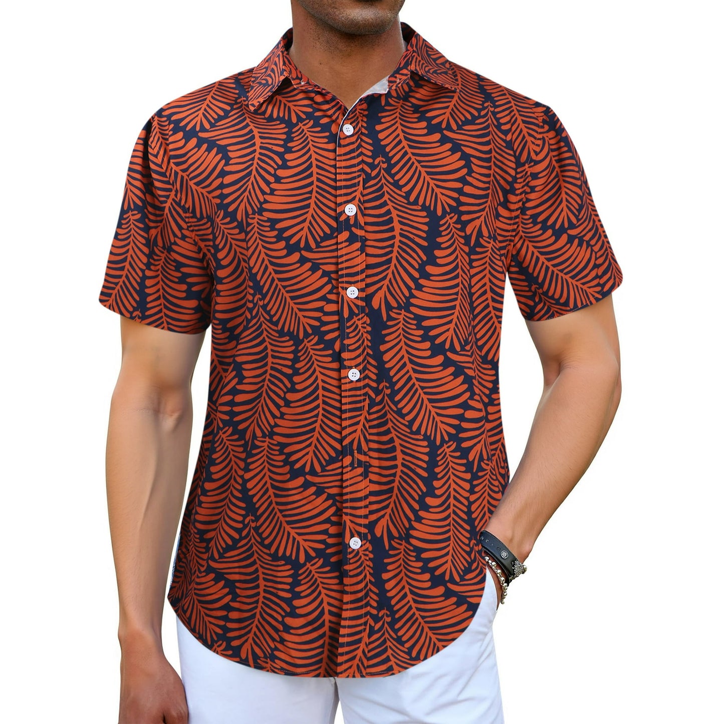 GENTS BLISS Short Sleeve Men Hawaiian Shirts Floral Print Button Down Shirts for Men Casual Beach Shirts
