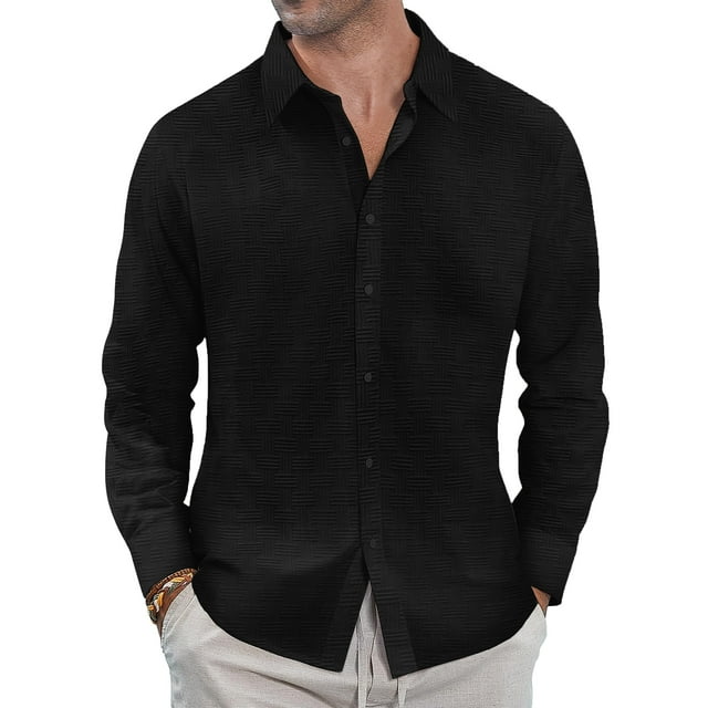 GENTS BLISS button Down Mens Shirts Short Sleeve Shirts for Men Solid TextureT-shirts
