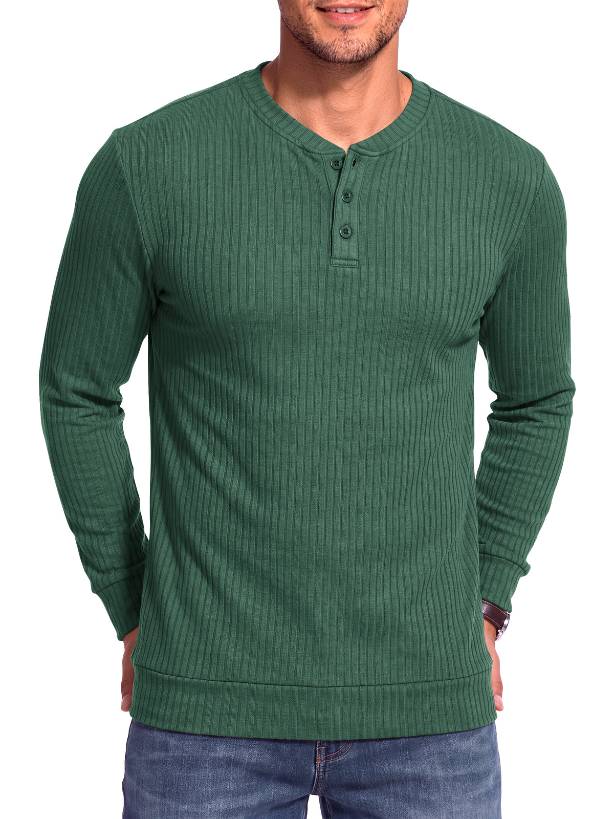 GENTS BLISS Henley Men Shirts Lightweight Long Sleeve Shirts for Men Crew Neck Casual Men T-shirts Striped Knit Shirts