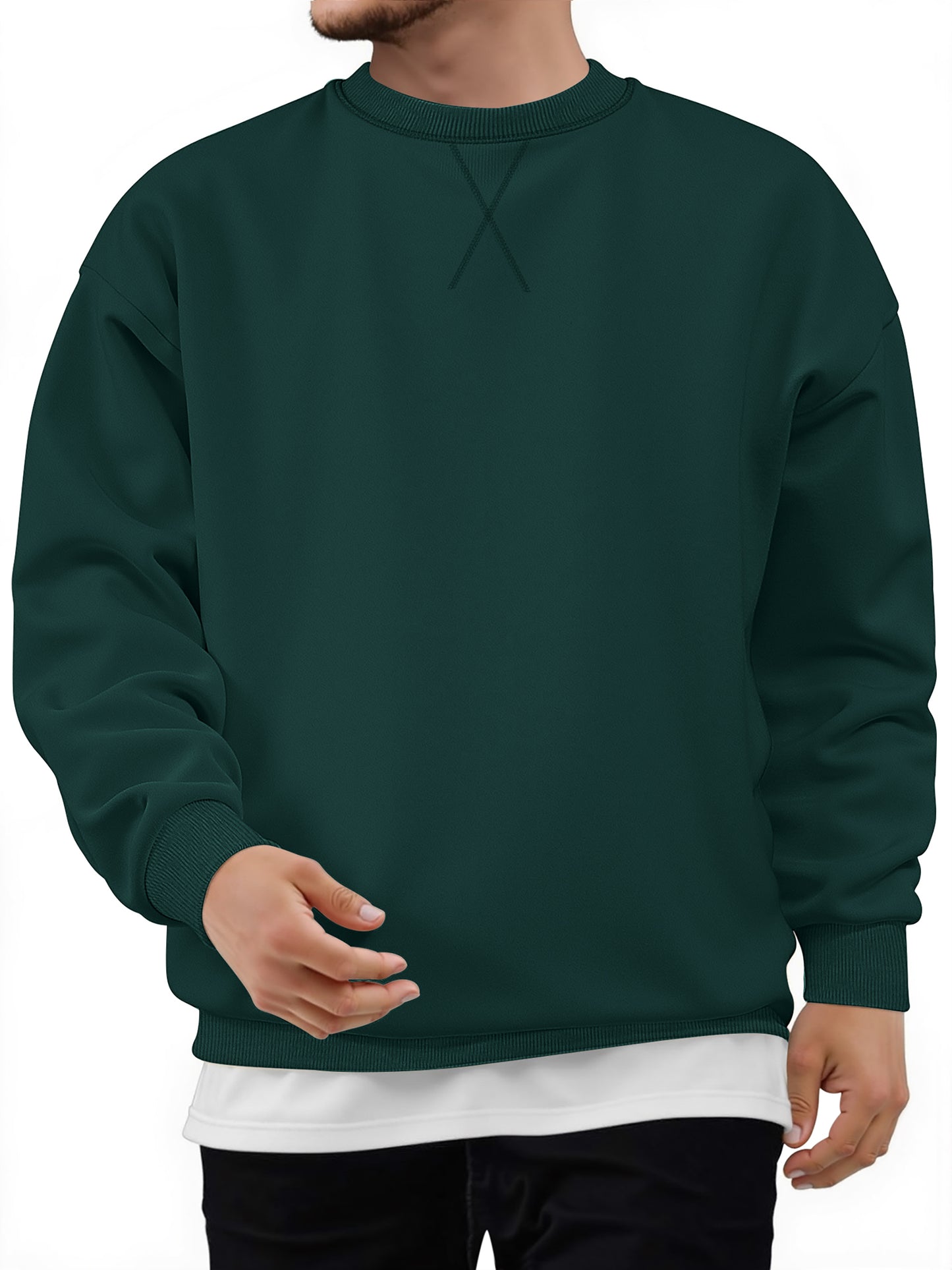 GENTS BLISS Crew Neck Men Sweatshirts Fleece Long Sleeve Shirts for Men Casual Pullover Sweatshirts for Men