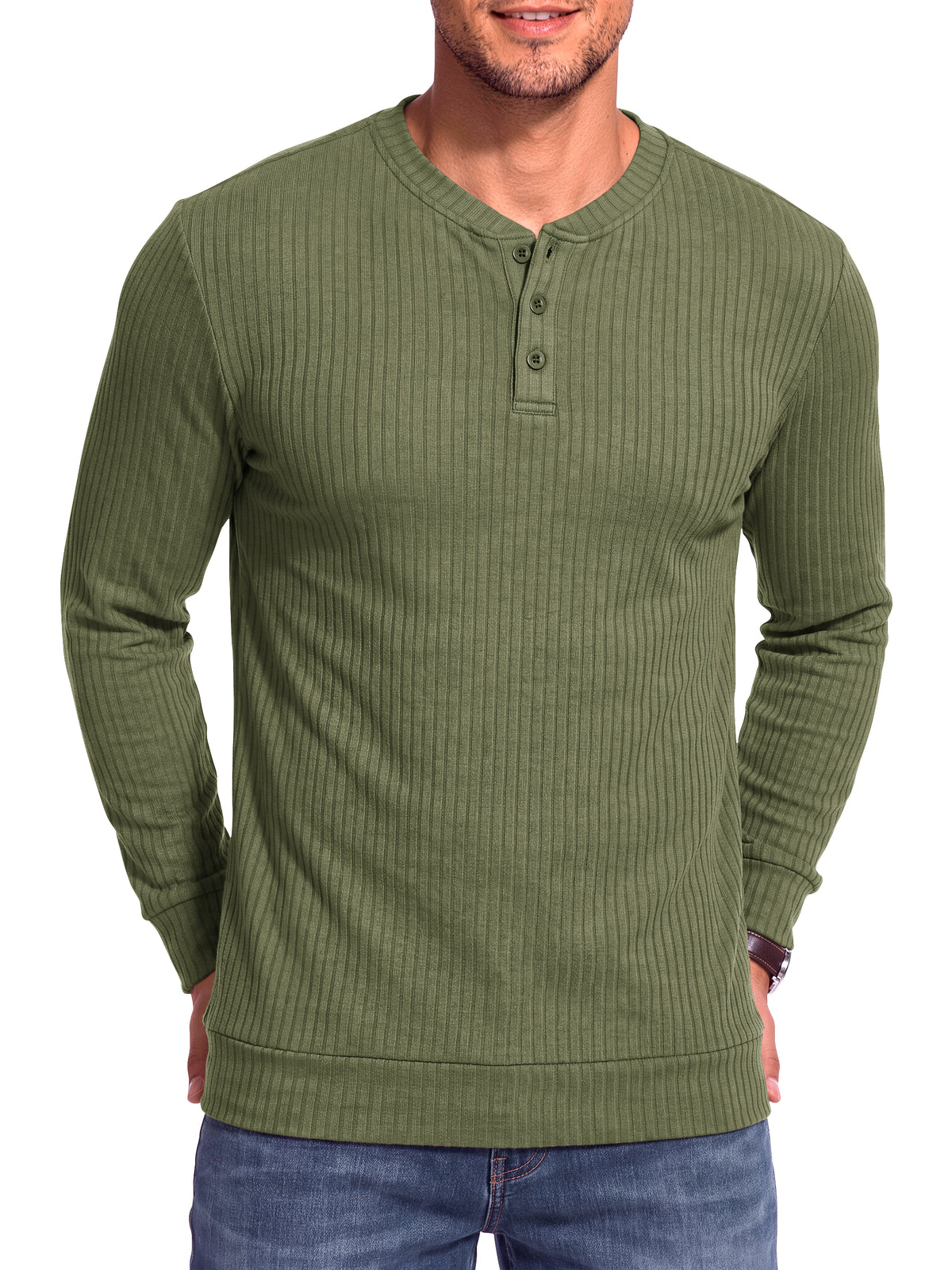 GENTS BLISS Henley Men Shirts Lightweight Long Sleeve Shirts for Men Crew Neck Casual Men T-shirts Striped Knit Shirts