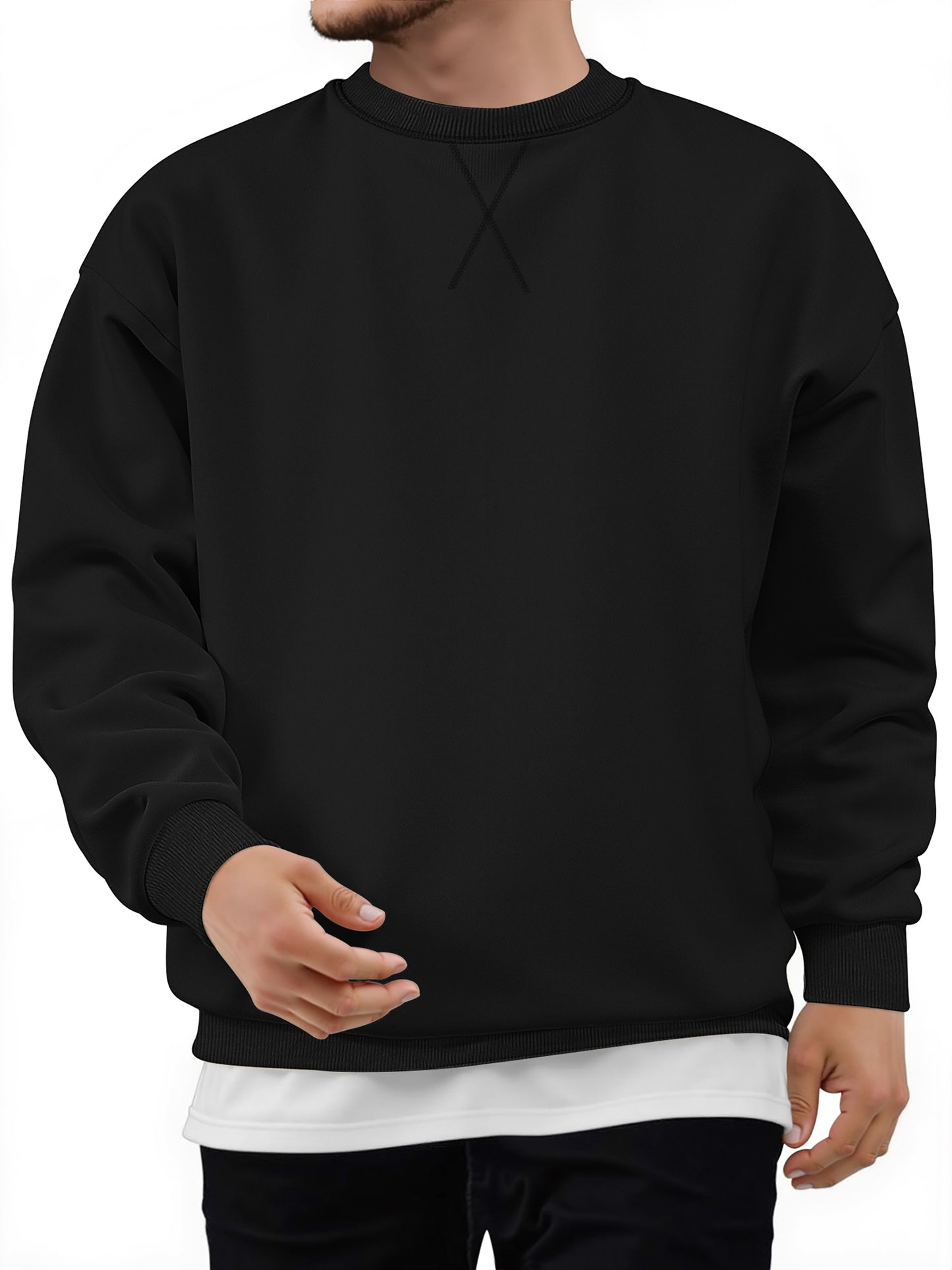 GENTS BLISS Crew Neck Men Sweatshirts Fleece Long Sleeve Shirts for Men Casual Pullover Sweatshirts for Men