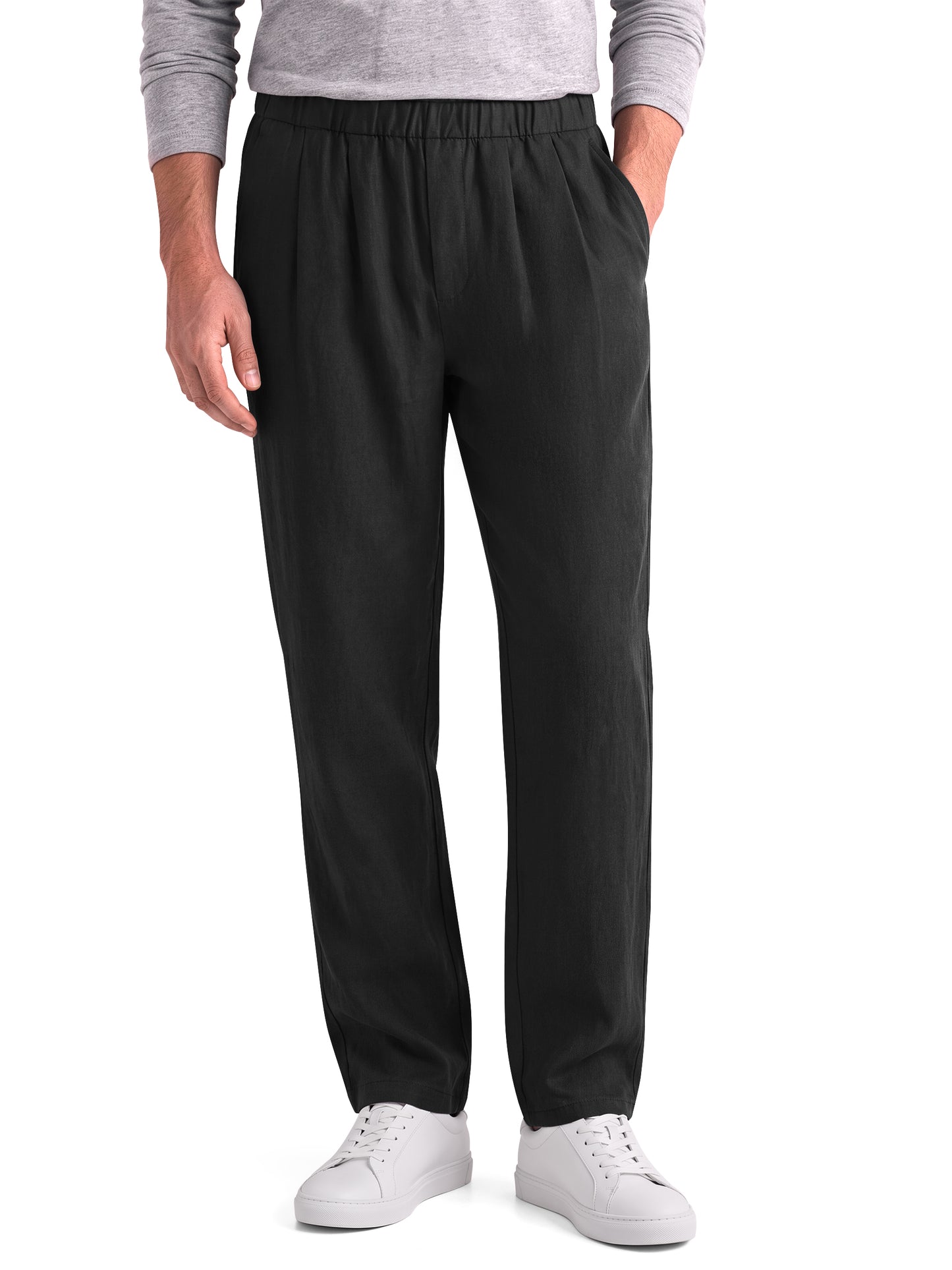 GENTS BLISS Lightweight Men Pants Elastic Drawstring Pants for Men Cotton Linen Men Pants with Pocket Regular Fit Pants