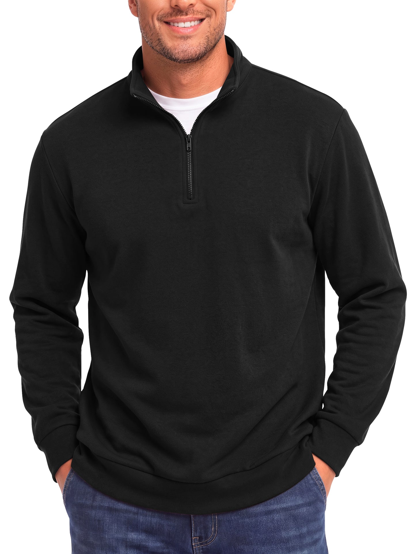 GENTS BLISS Men Sweatshirts Long Sleeve 1/4 Zipper Pullover Sweatshirts for Men Fleece Men Shirts
