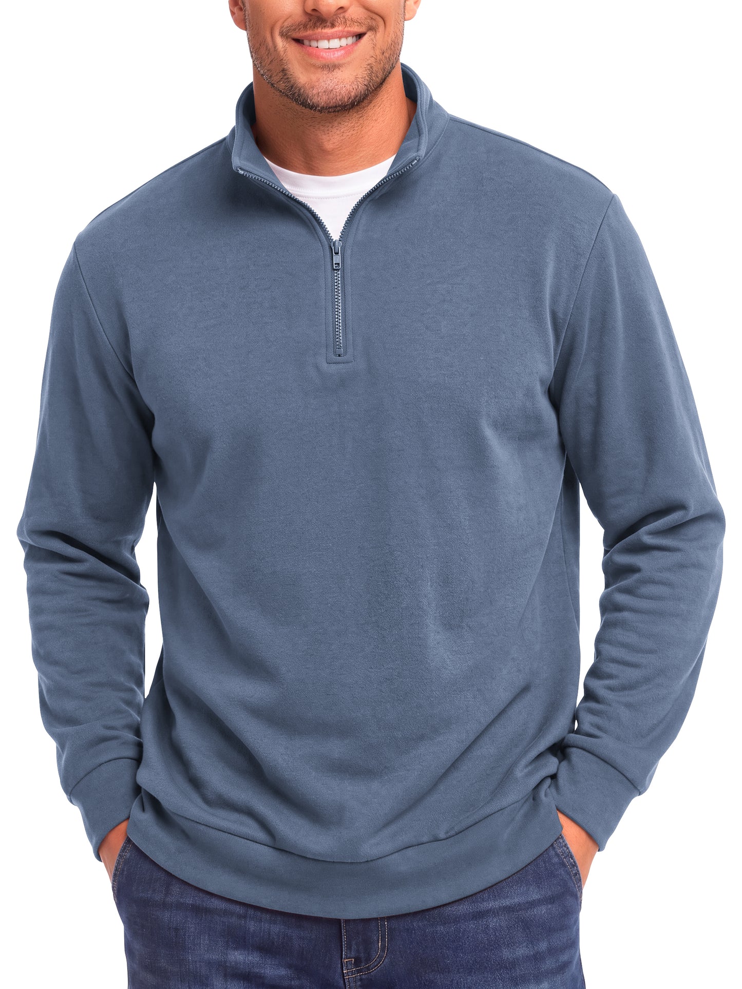 GENTS BLISS Men Sweatshirts Long Sleeve 1/4 Zipper Pullover Sweatshirts for Men Fleece Men Shirts