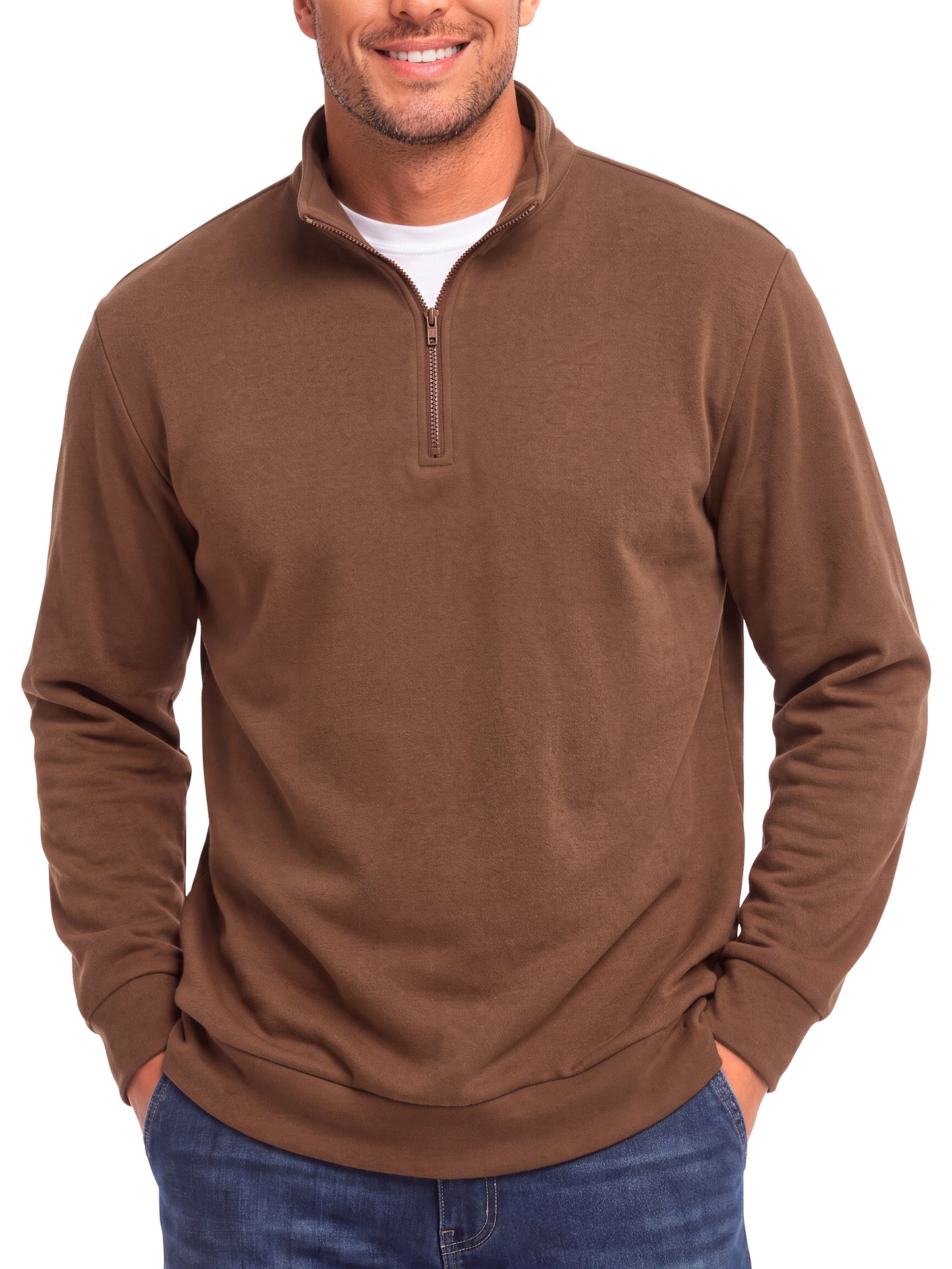 GENTS BLISS Men Sweatshirts Long Sleeve 1/4 Zipper Pullover Sweatshirts for Men Fleece Men Shirts