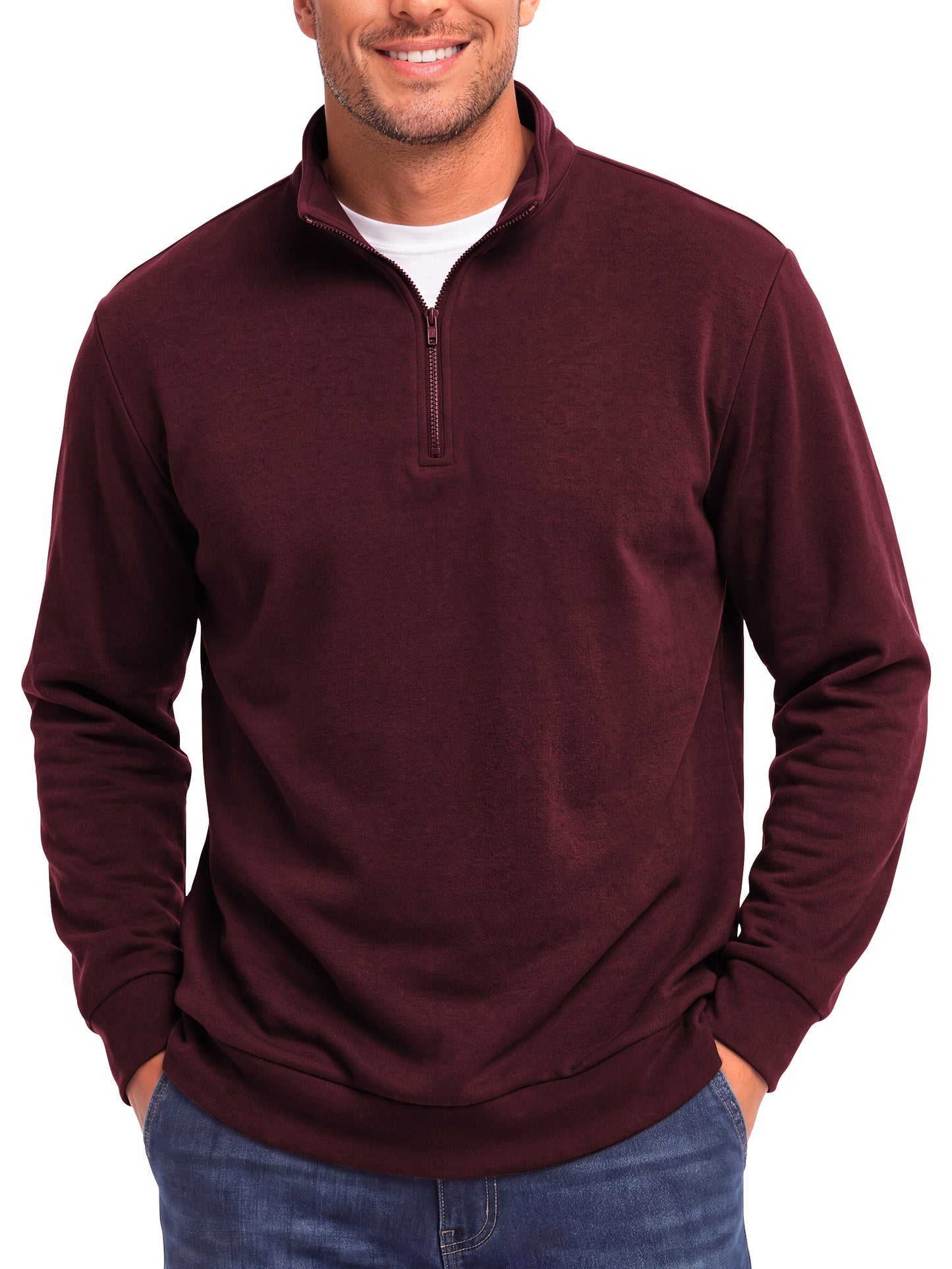 GENTS BLISS Men Sweatshirts Long Sleeve 1/4 Zipper Pullover Sweatshirts for Men Fleece Men Shirts