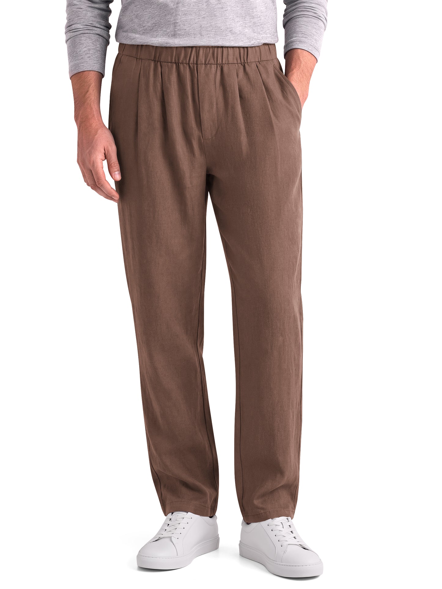 GENTS BLISS Lightweight Men Pants Elastic Drawstring Pants for Men Cotton Linen Men Pants with Pocket Regular Fit Pants