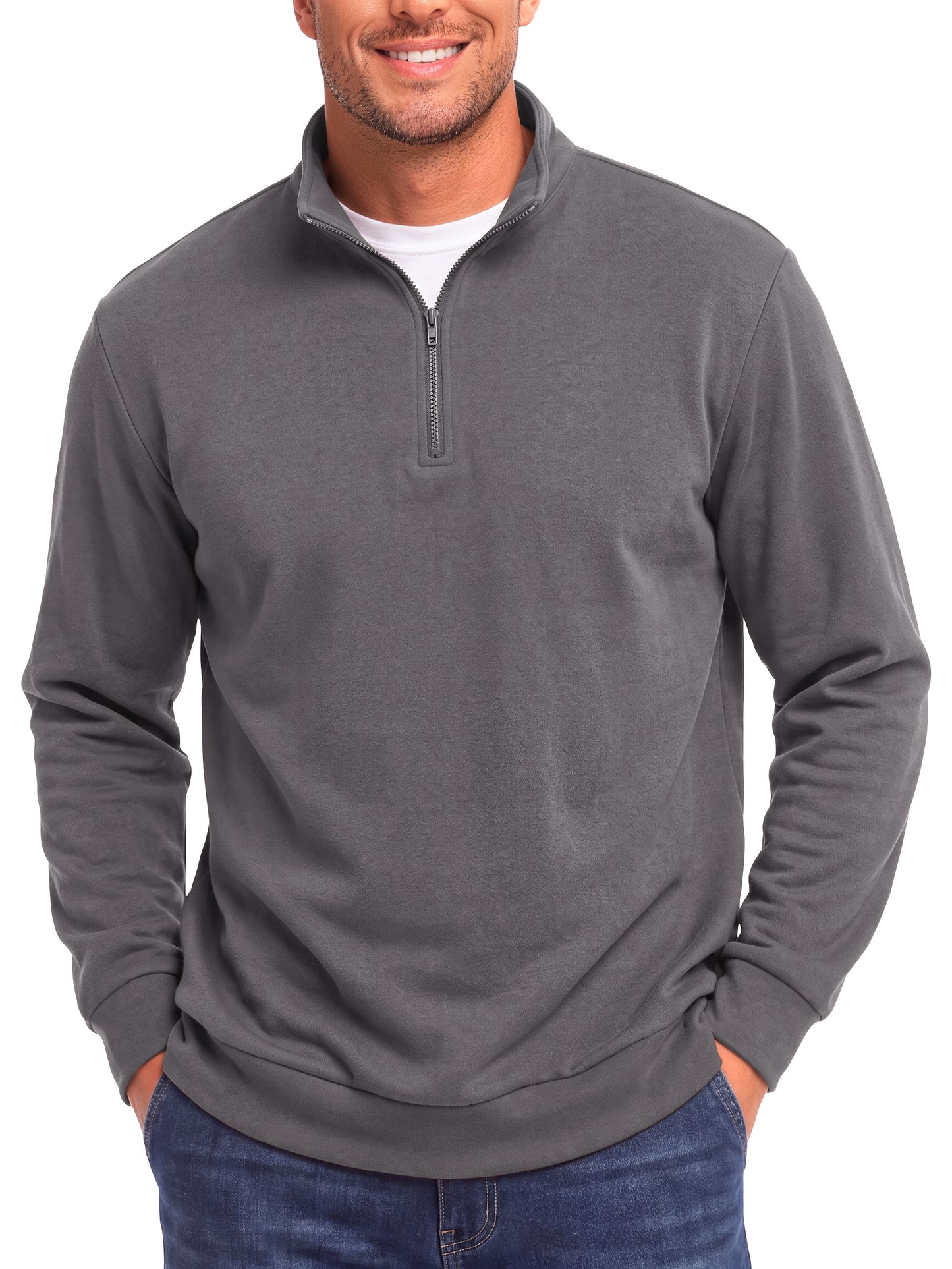GENTS BLISS Men Sweatshirts Long Sleeve 1/4 Zipper Pullover Sweatshirts for Men Fleece Men Shirts