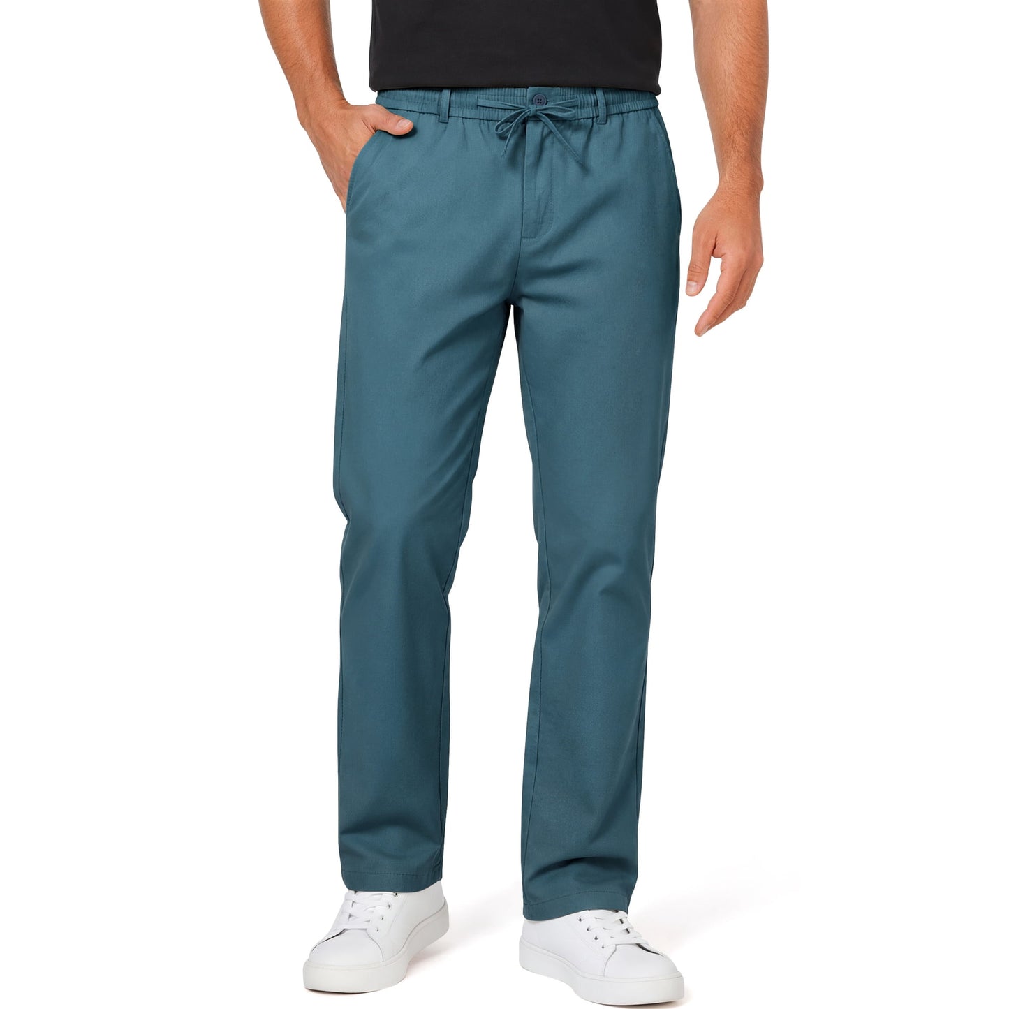 GENTS BLISS Men Dress Pants Elastic Waist Drawstring Cotton Pants for Men Summer Chino Men Pants with Pocket