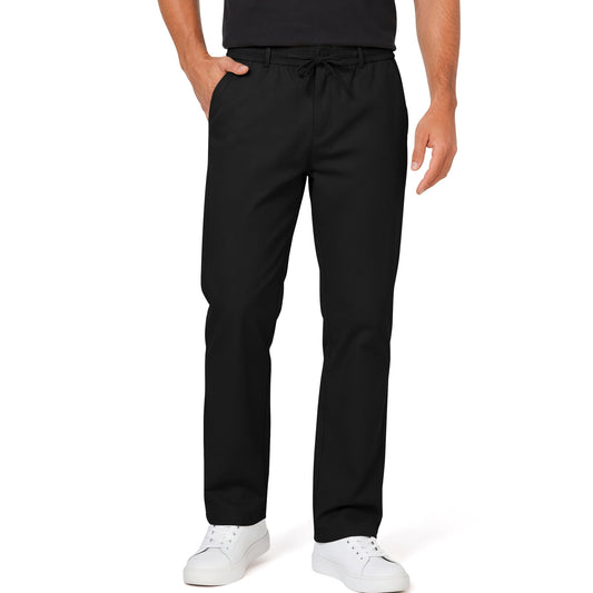 GENTS BLISS Men Dress Pants Elastic Waist Drawstring Cotton Pants for Men Summer Chino Men Pants with Pocket