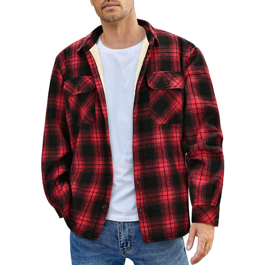 GENTS BLISS Flannel Shirts for Men Plaid Button Up Men Shirts Fleece Men Jacket Coat with Pocket