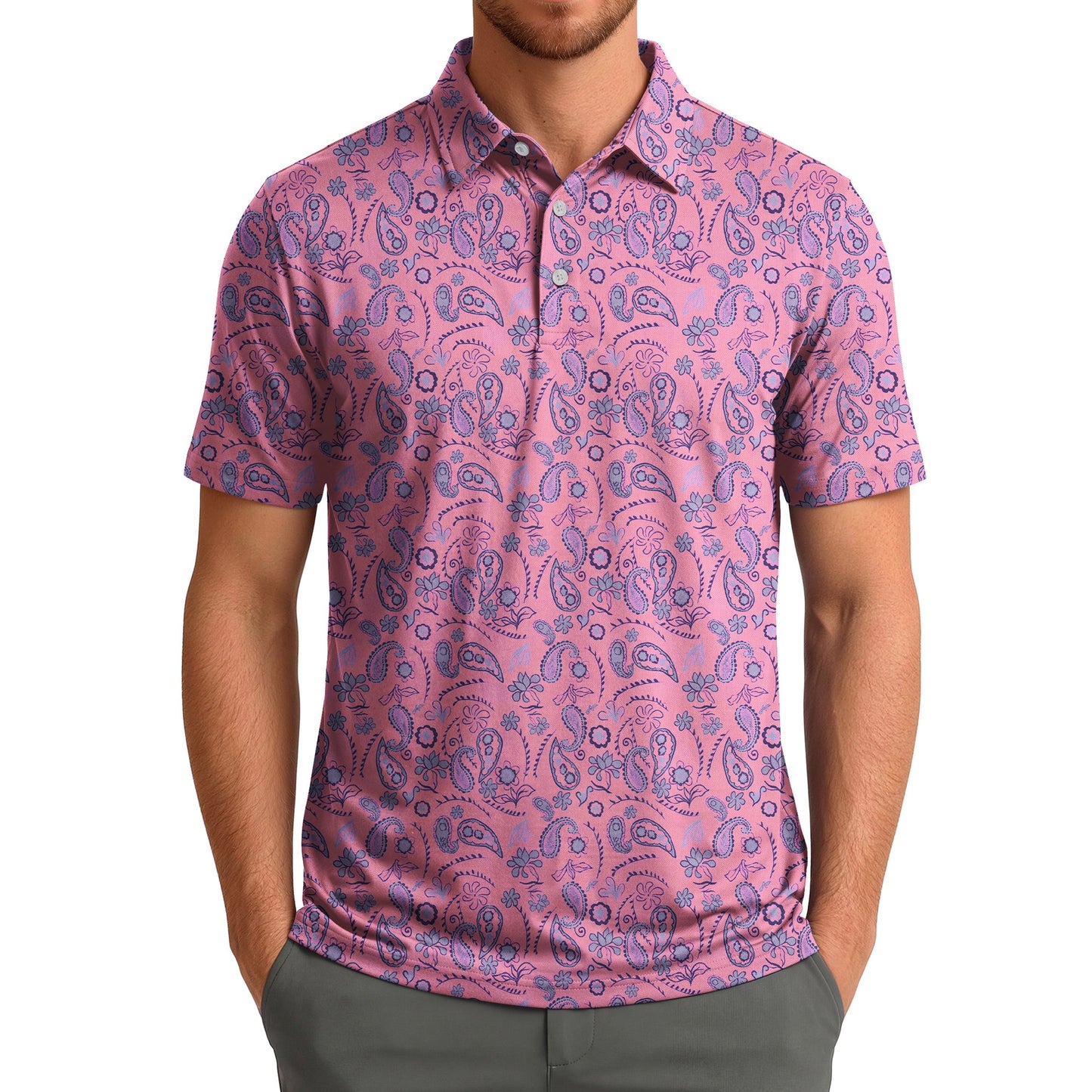 GENTS BLISS Golf Men Shirts Short Sleeve Shirts for Men Floral Print Men Polo Shirts