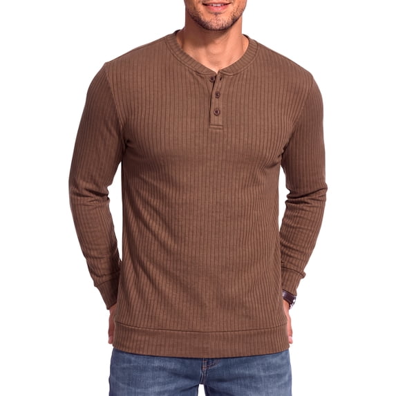 GENTS BLISS Henley Men Shirts Lightweight Long Sleeve Shirts for Men Crew Neck Casual Men T-shirts Striped Knit Shirts