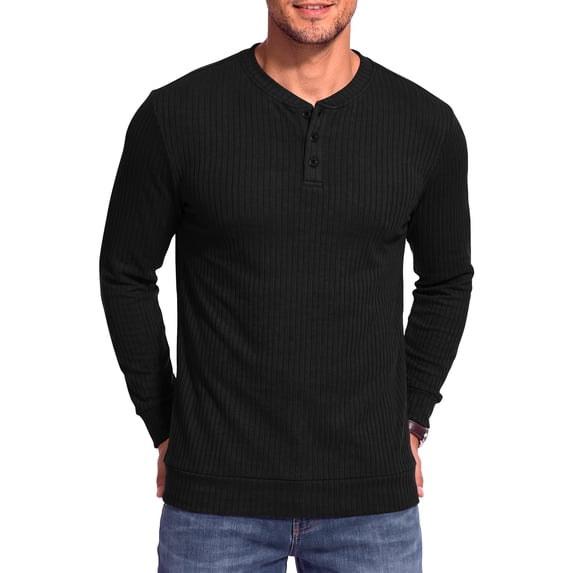 GENTS BLISS Henley Men Shirts Lightweight Long Sleeve Shirts for Men Crew Neck Casual Men T-shirts Striped Knit Shirts