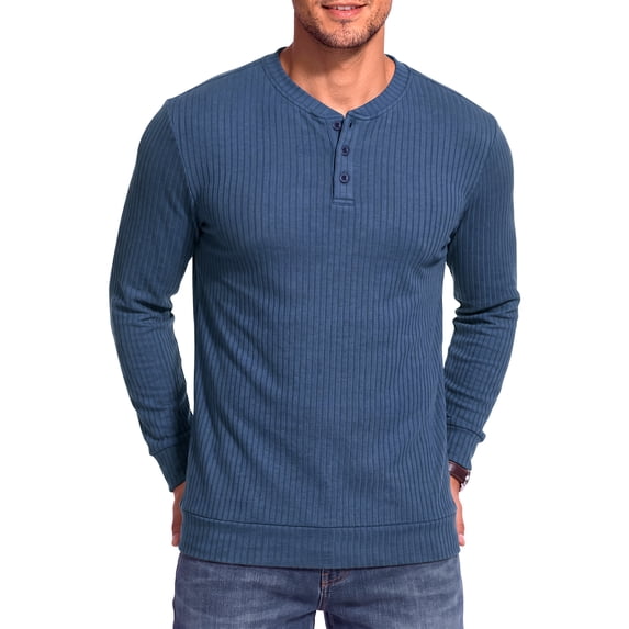 GENTS BLISS Henley Men Shirts Lightweight Long Sleeve Shirts for Men Crew Neck Casual Men T-shirts Striped Knit Shirts