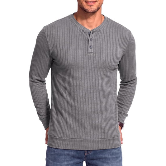 GENTS BLISS Henley Men Shirts Lightweight Long Sleeve Shirts for Men Crew Neck Casual Men T-shirts Striped Knit Shirts