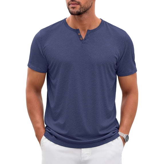 GENTS BLISS Henley Men Shirts Short Sleeve T shirts for Men V Neck Casual Men Shirts