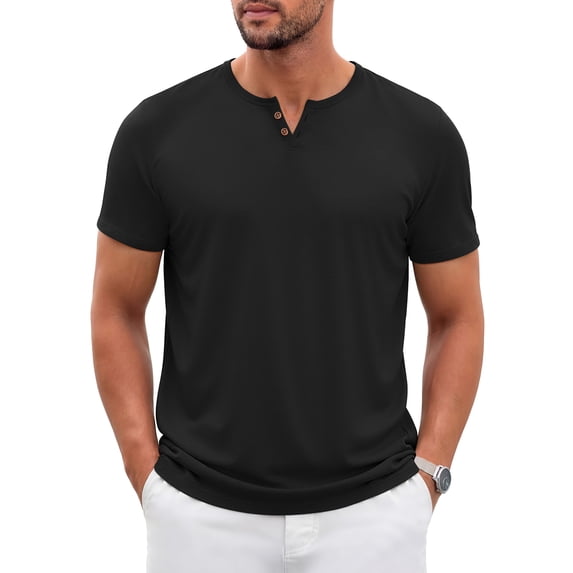 GENTS BLISS Henley Men Shirts Short Sleeve T shirts for Men V Neck Casual Men Shirts