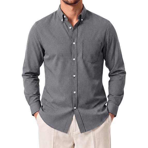GENTS BLISS Long Sleeve Men Dress Shirts Plaid Button Down Shirts for Men Casual Men Shirts
