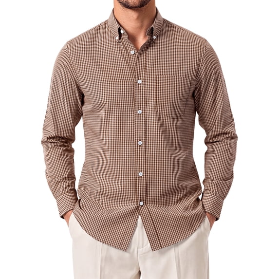 GENTS BLISS Long Sleeve Men Dress Shirts Plaid Button Down Shirts for Men Casual Men Shirts