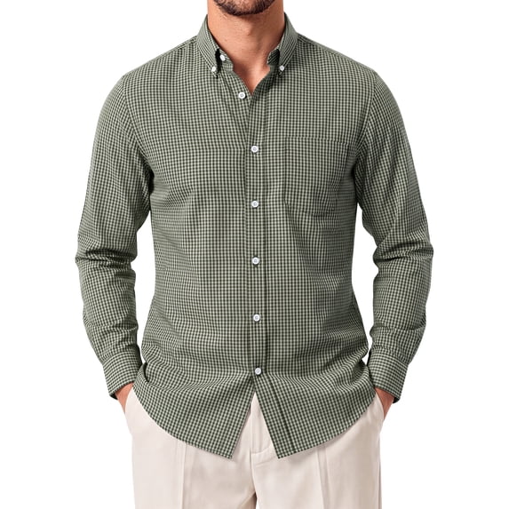GENTS BLISS Long Sleeve Men Dress Shirts Plaid Button Down Shirts for Men Casual Men Shirts