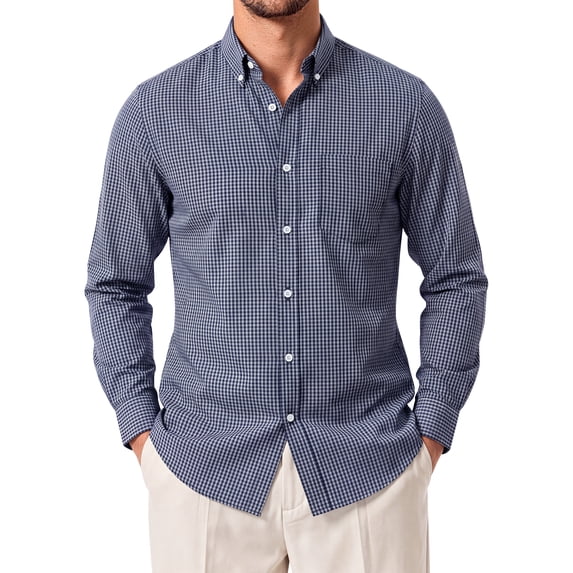 GENTS BLISS Long Sleeve Men Dress Shirts Plaid Button Down Shirts for Men Casual Men Shirts