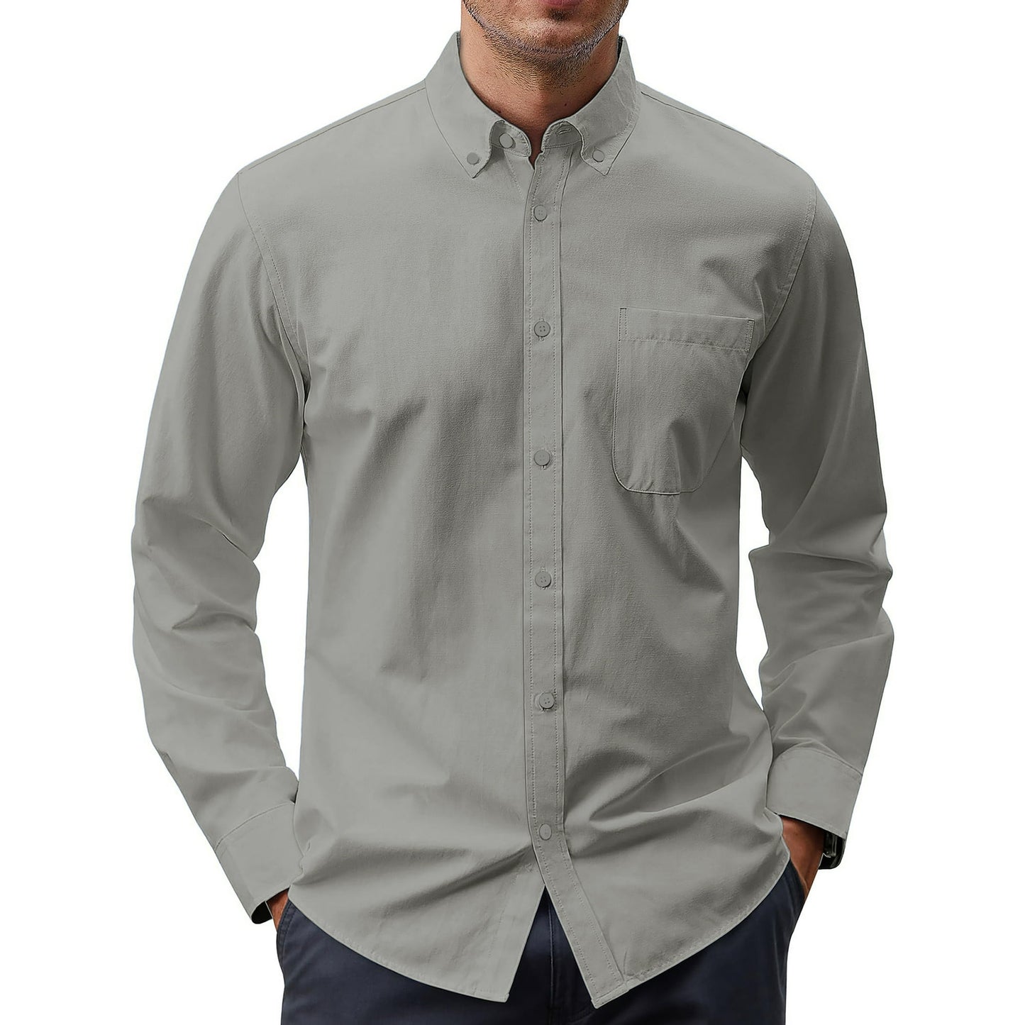 GENTS BLISS Long Sleeve Mens Dress Shirts Casual Solid Shirts for Men Regular Oxford Tops with Pocket