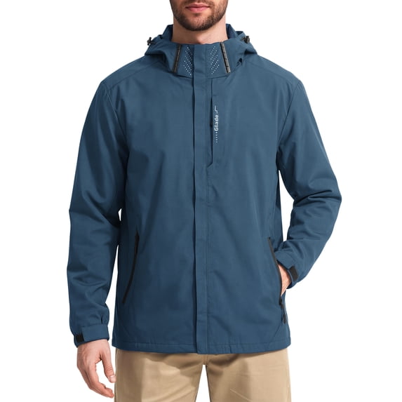GENTS BLISS Mens Rain Jackets Lightweight Waterproof Breathable Jackets for Men with Hood Windproof Outdoor Men Raincoat for Hiking Cycling Travel