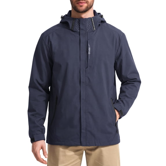 GENTS BLISS Mens Rain Jackets Lightweight Waterproof Breathable Jackets for Men with Hood Windproof Outdoor Men Raincoat for Hiking Cycling Travel