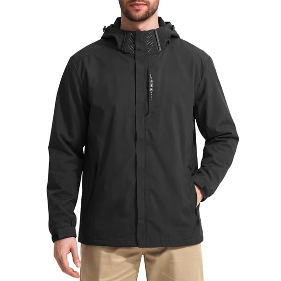 GENTS BLISS Mens Rain Jackets Lightweight Waterproof Breathable Jackets for Men with Hood Windproof Outdoor Men Raincoat for Hiking Cycling Travel
