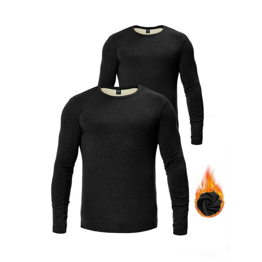 GENTS BLISS Thermal Underwear Shirts for Men Crewneck Fleece Lined Men Thermals Tops Long Sleeve Shirts for Men Base Layer 2 Pack