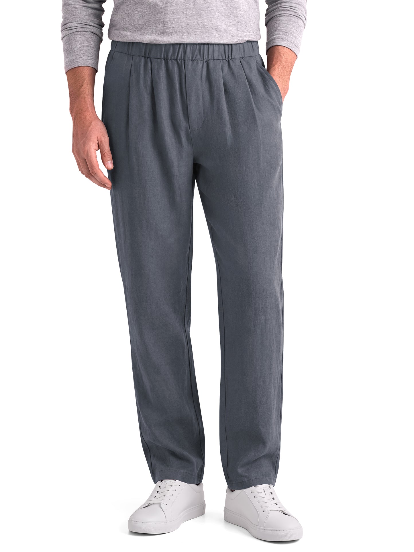 GENTS BLISS Lightweight Men Pants Elastic Drawstring Pants for Men Cotton Linen Men Pants with Pocket Regular Fit Pants