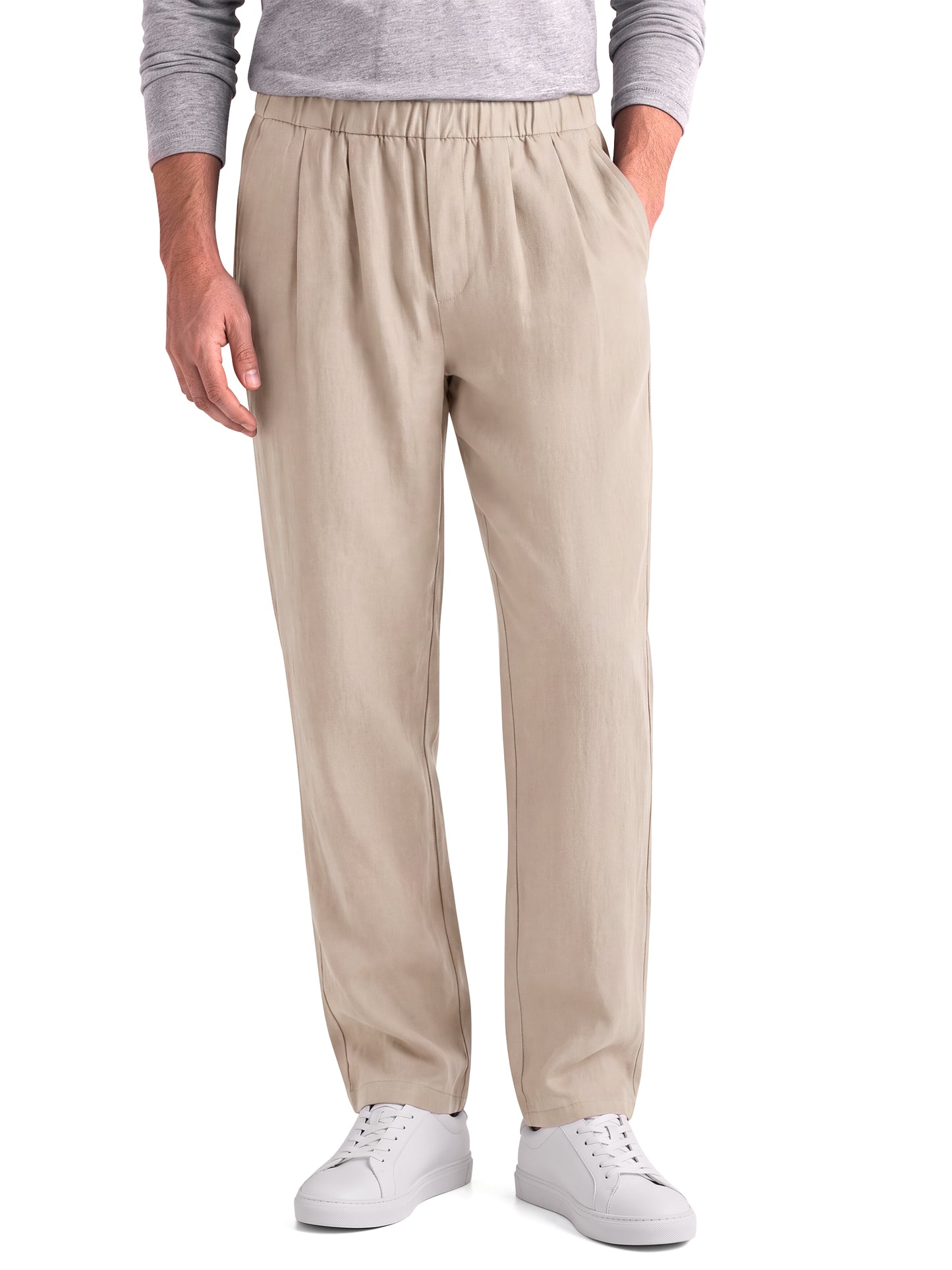 GENTS BLISS Lightweight Men Pants Elastic Drawstring Pants for Men Cotton Linen Men Pants with Pocket Regular Fit Pants