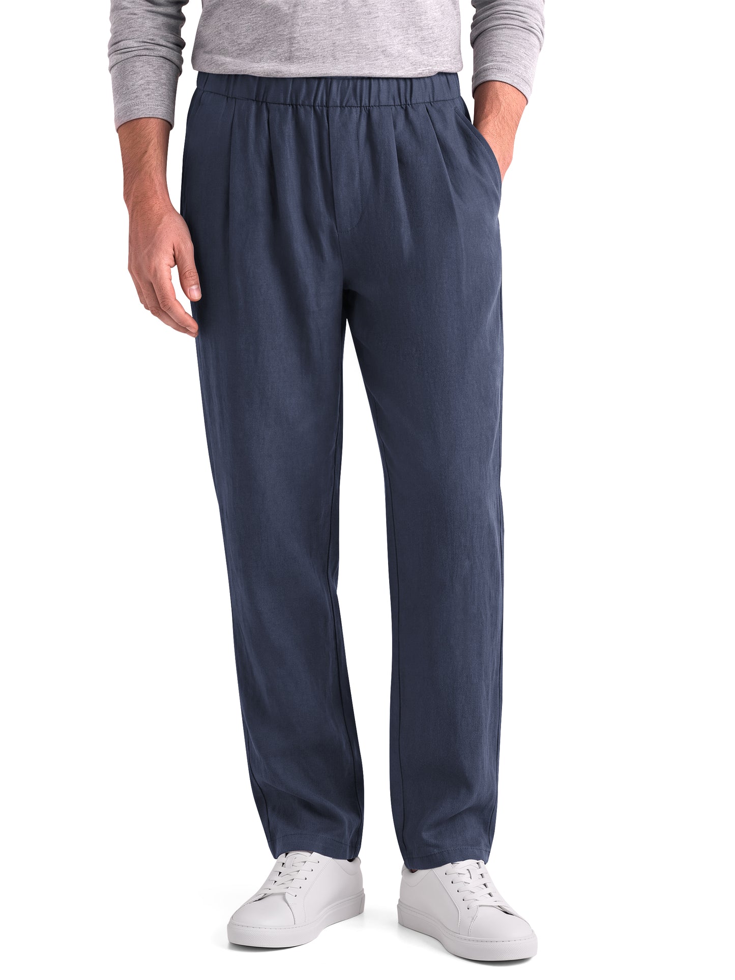 GENTS BLISS Lightweight Men Pants Elastic Drawstring Pants for Men Cotton Linen Men Pants with Pocket Regular Fit Pants