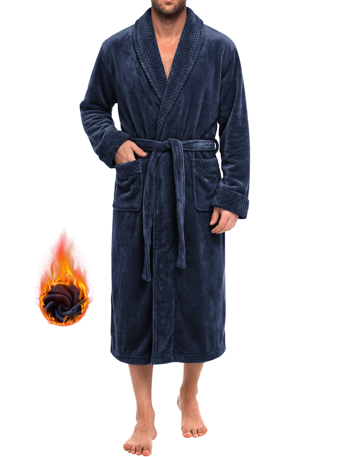 GENTS BLISS Fleece Robes for Men Shawl Collar Men Robes Soft Plush Fluffy Bathrobe for Men with Belt and Pockets